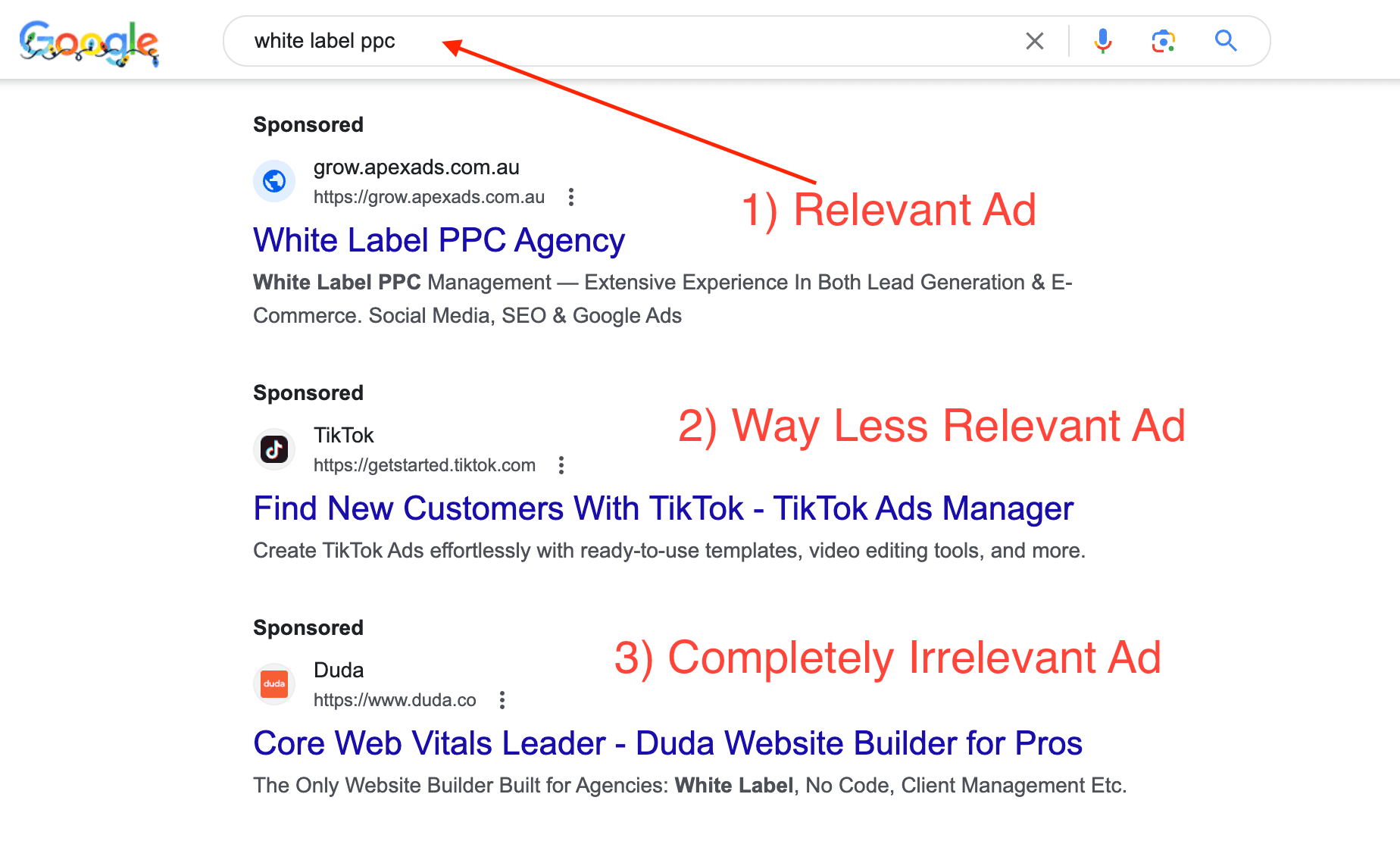 irrelevant ads negative keywords