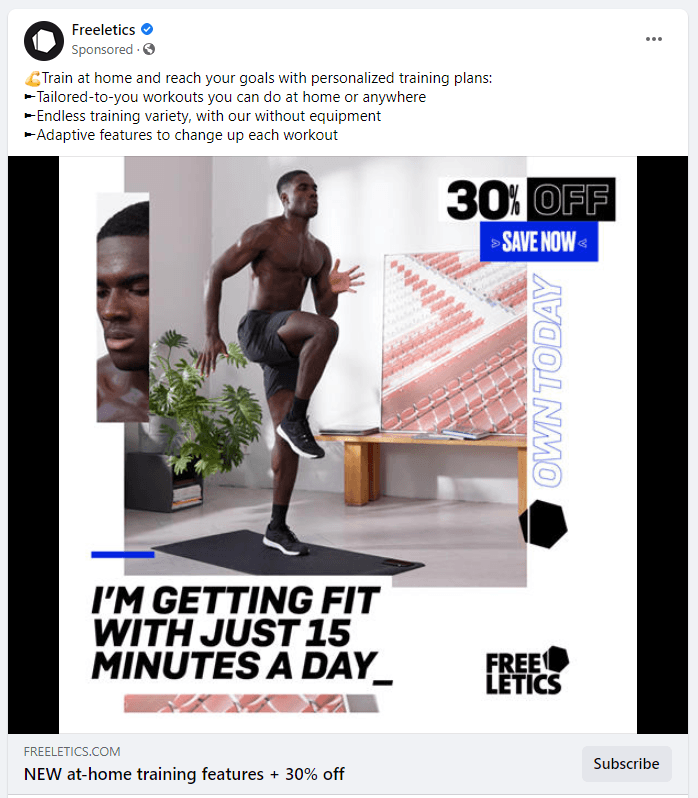 PPC ad sample for Freeletics